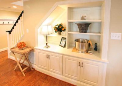 Built in shelving and cabinets for basement by Hauptman Builders